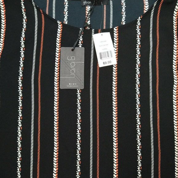 Gibsonlook Ruffle Sleeve Sharkbite Hem Blouse Size XL Black Ivory - Picture 2 of 7